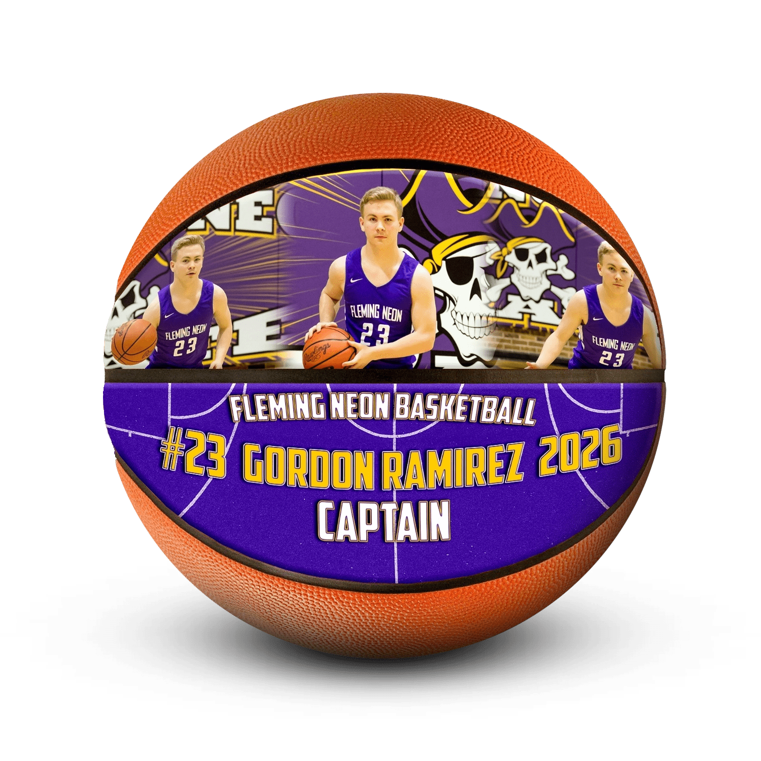 Custom multi-photo mini basketball - Horizontal - 2 Panel - Full Court