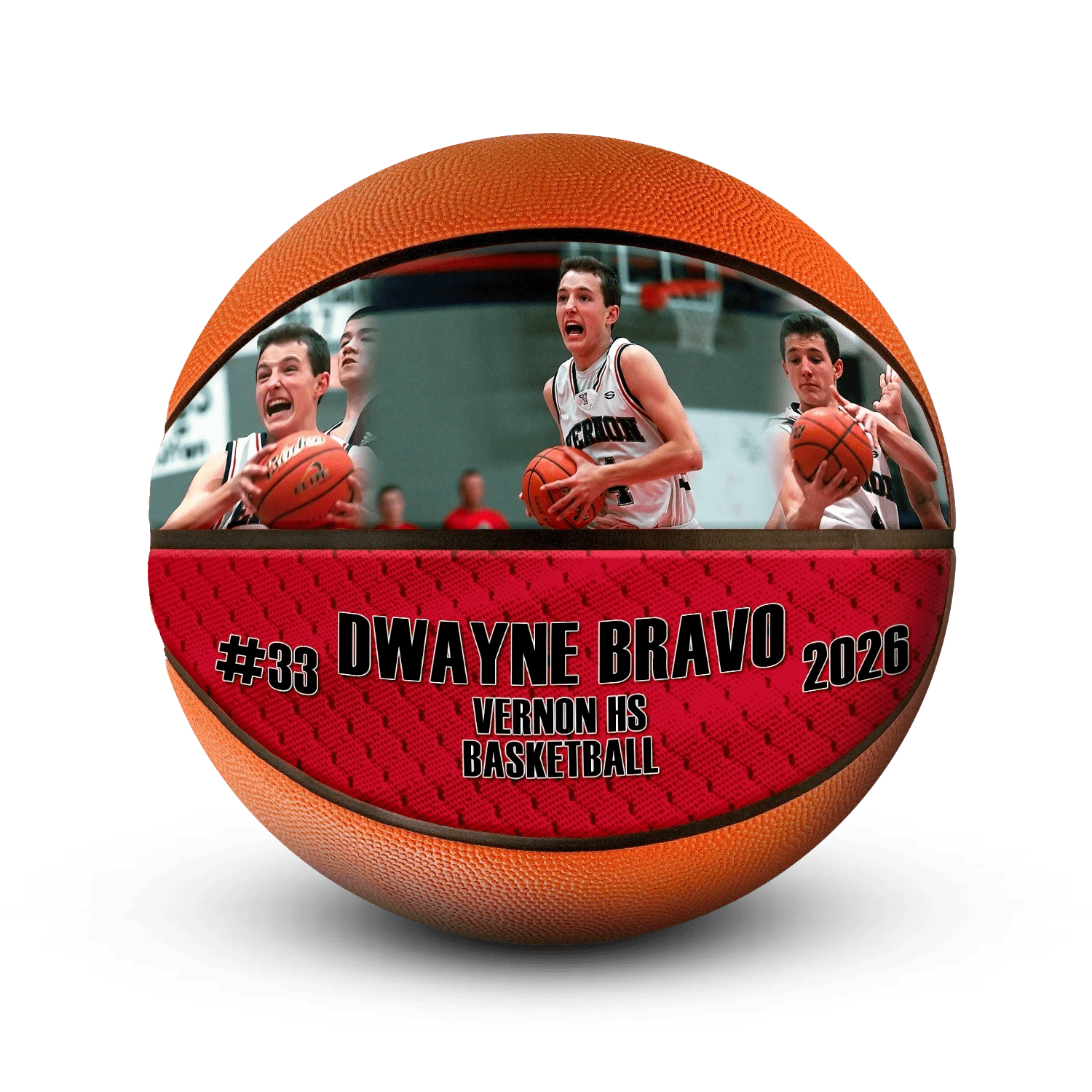 Custom multi-photo mini basketball - Horizontal - 2 Panel - Swish