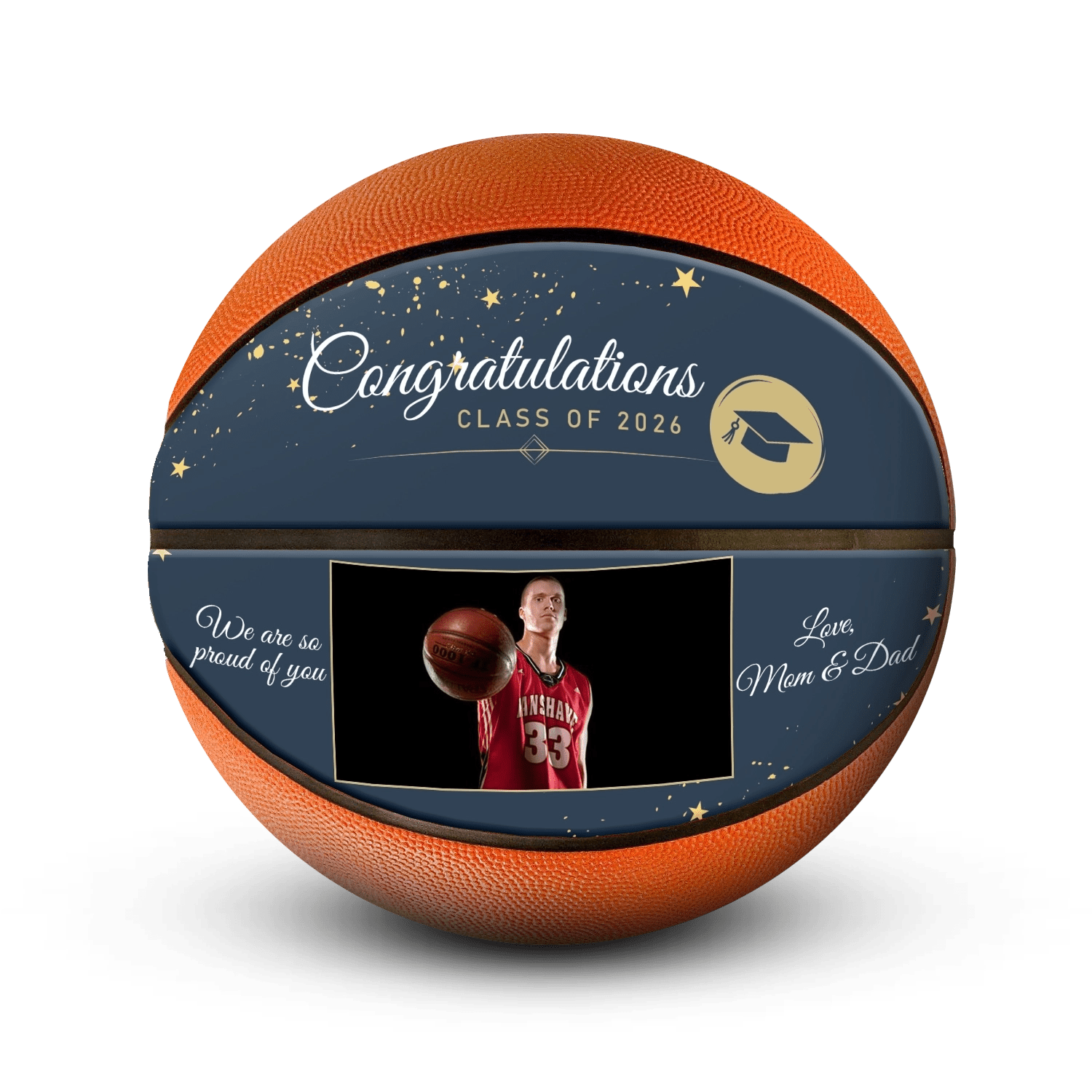 Custom graduation mini basketball - Horizontal - 2 Panel - Light Pink