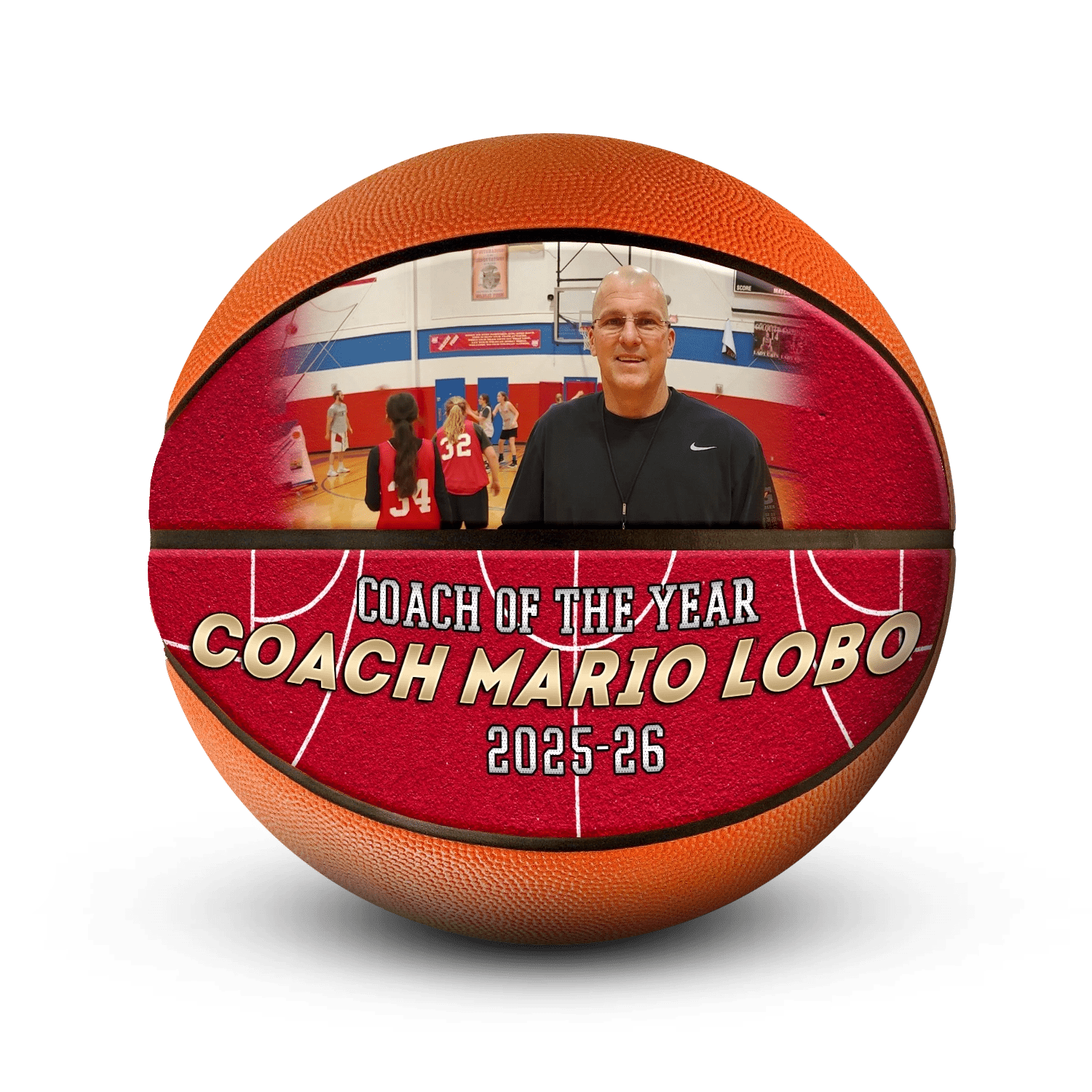 Custom coach gift basketball - Horizontal - 2 Panel - Volley