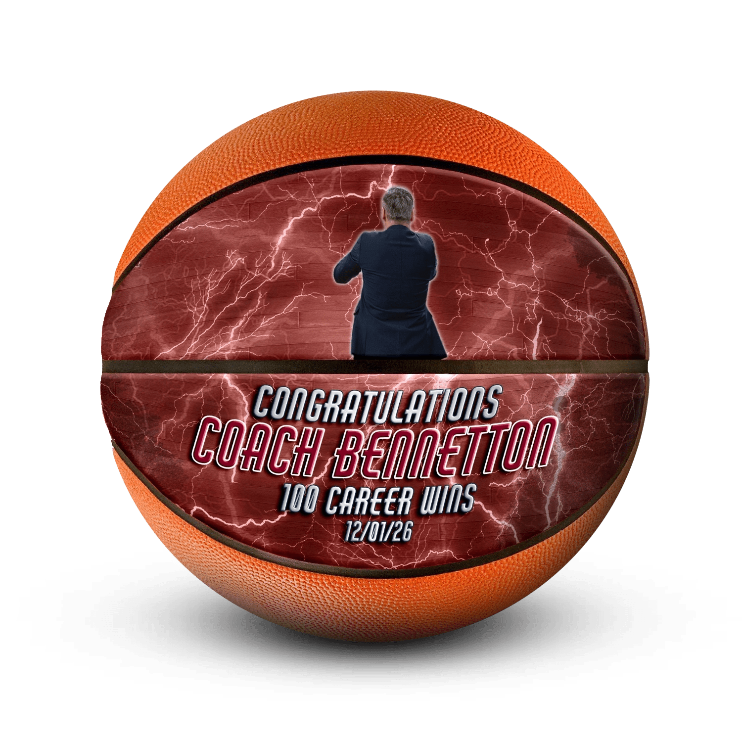 Custom coach gift basketball - Horizontal - 2 Panel - Swish