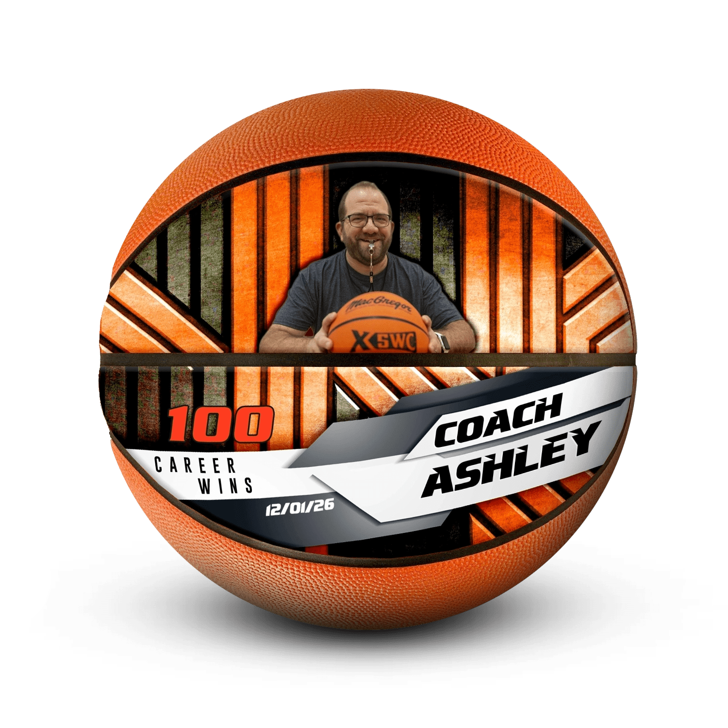 Custom coach gift basketball - Horizontal - 2 Panel - Earthquake