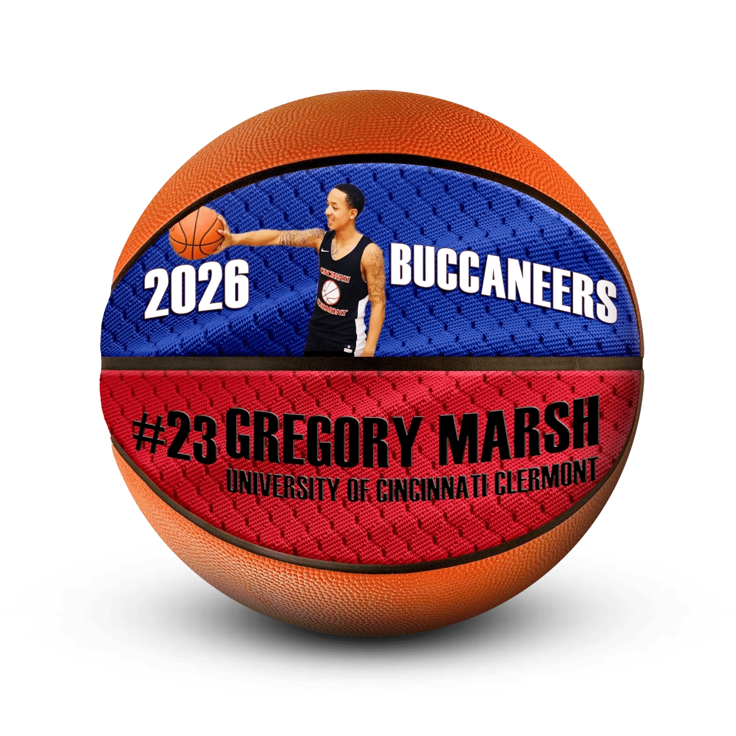 Custom player gift basketball - Horizontal - 2 Panels - Full Court