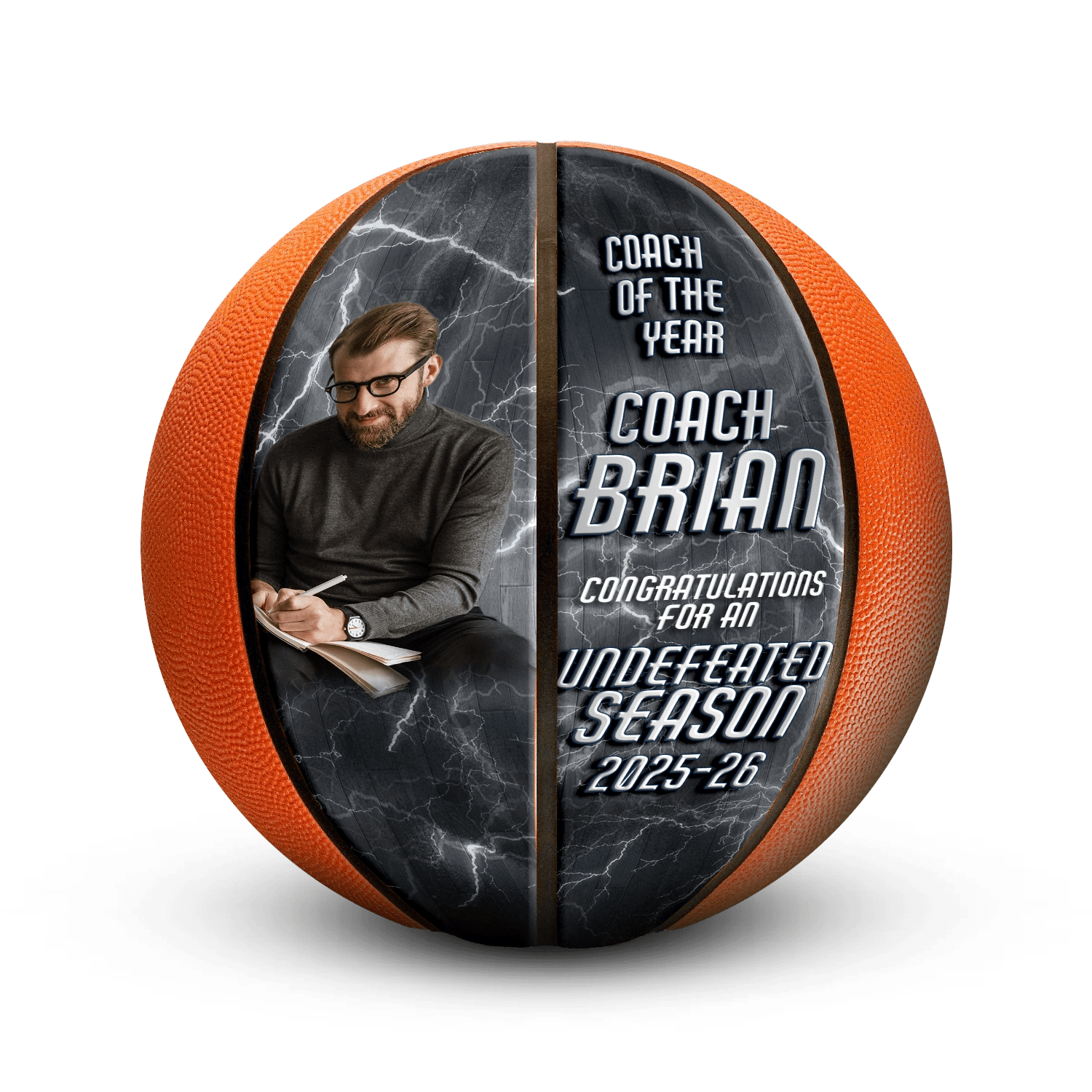 Custom coach gift basketball - Horizontal - 4 Panel - Swish