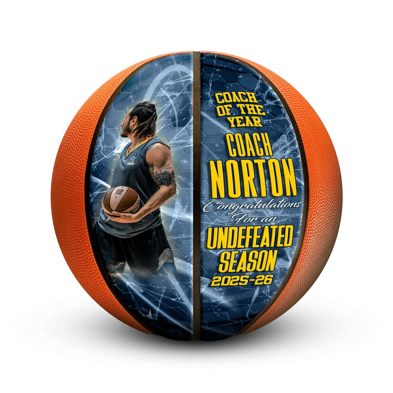 Custom coach gift basketball - Horizontal - 4 Panel - Titan
