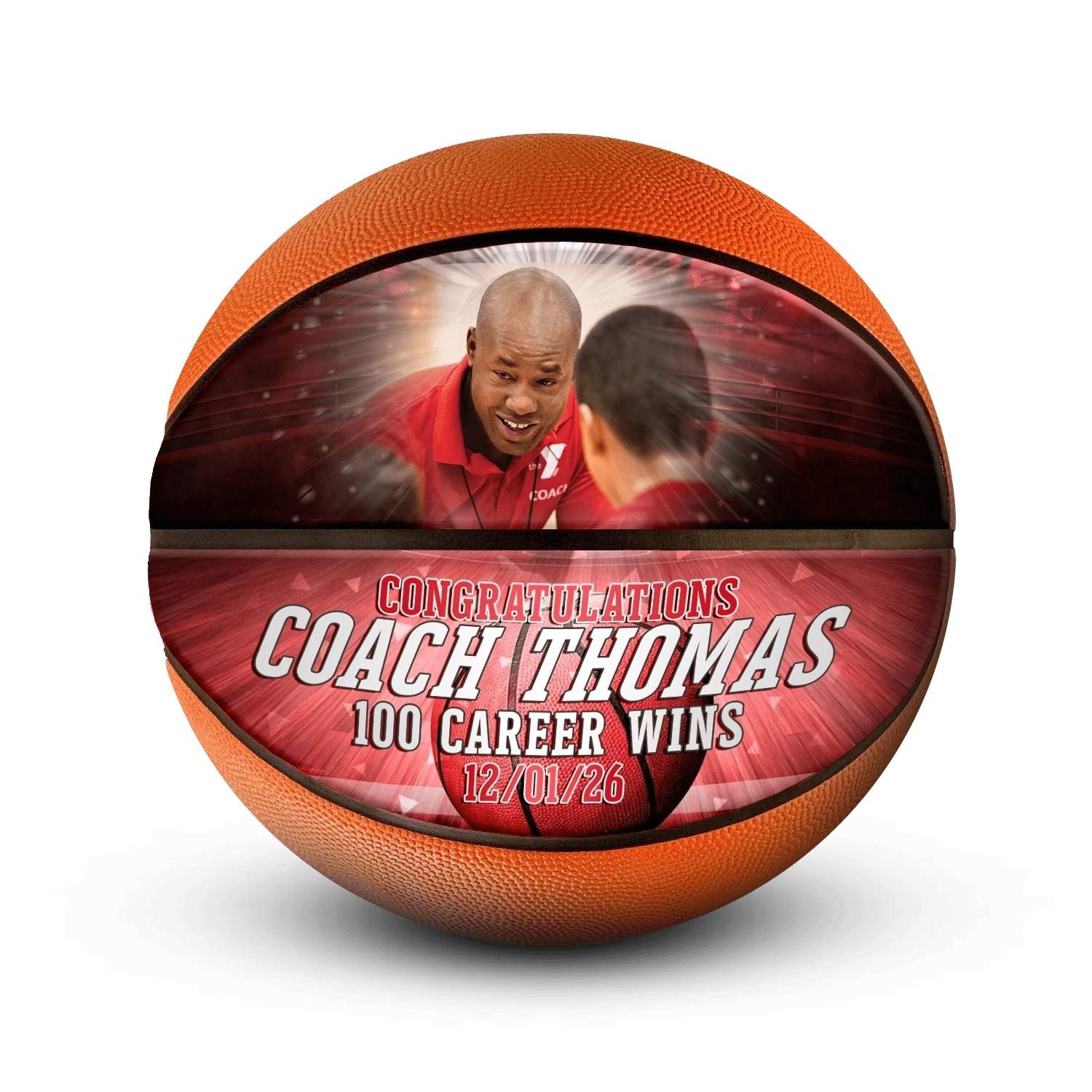 Custom coach gift mini basketball - Horizontal - 2 Panel - Thunderstorm