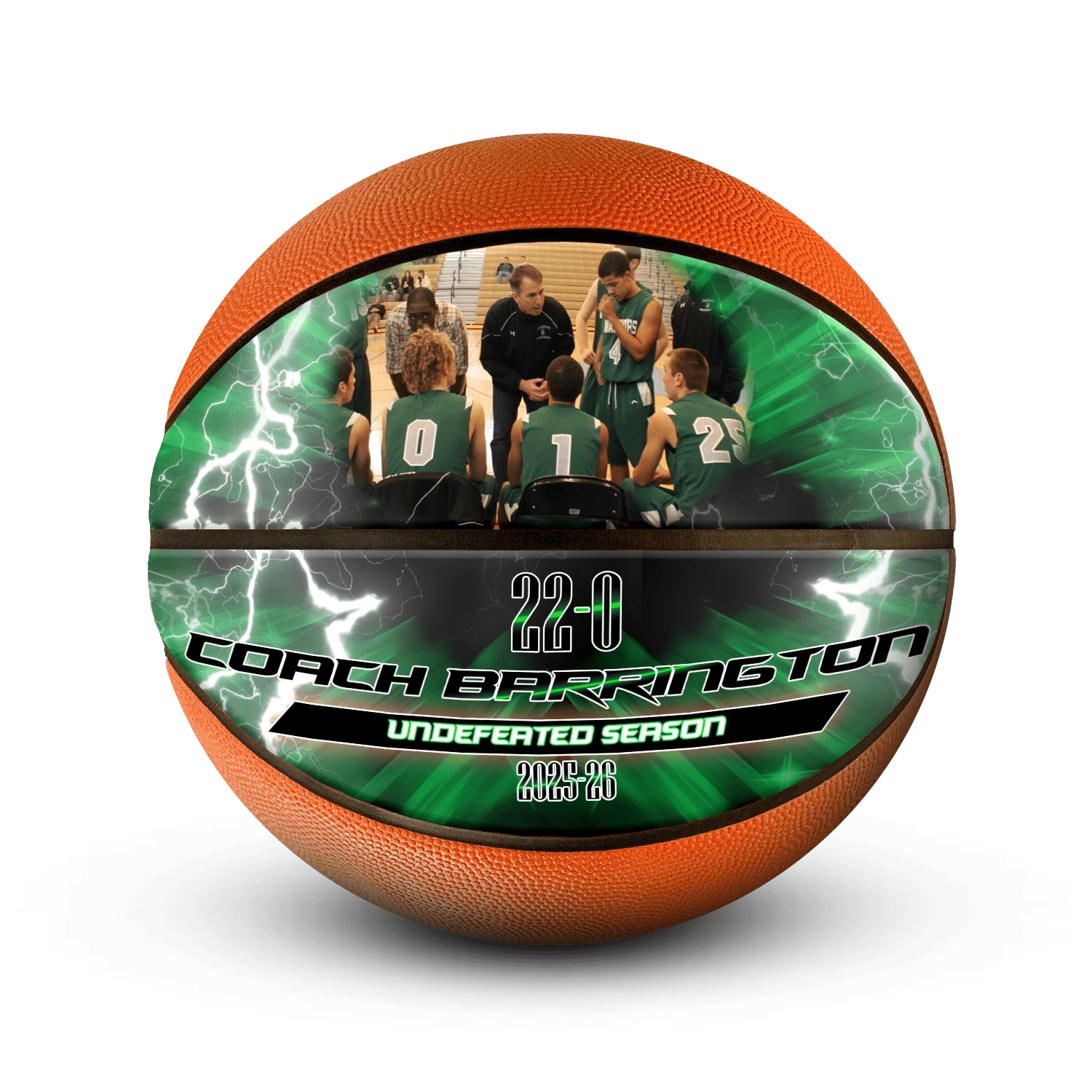 Custom coach gift mini basketball - Horizontal - 2 Panel - Courtside