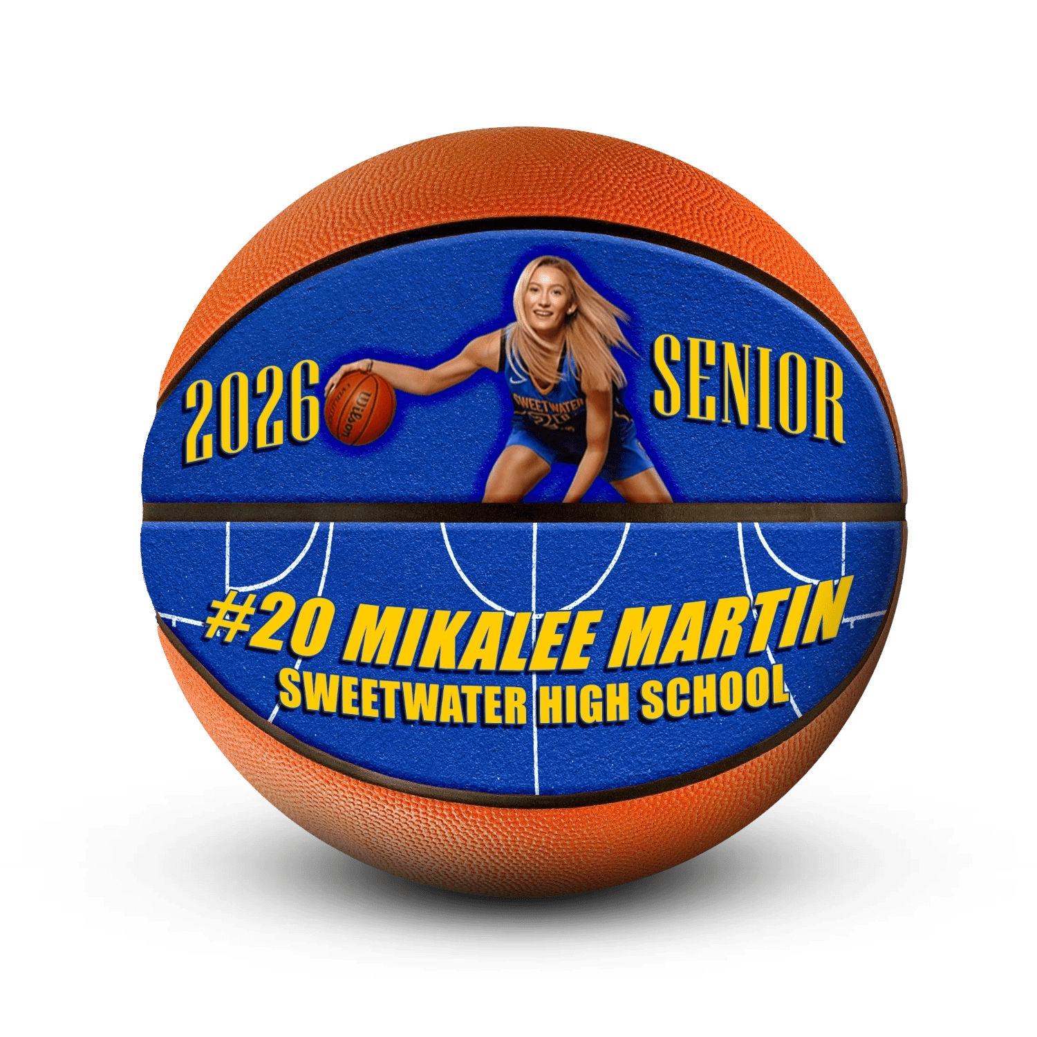Custom senior night mini basketball - Horizontal - 2 Panel - Full Court