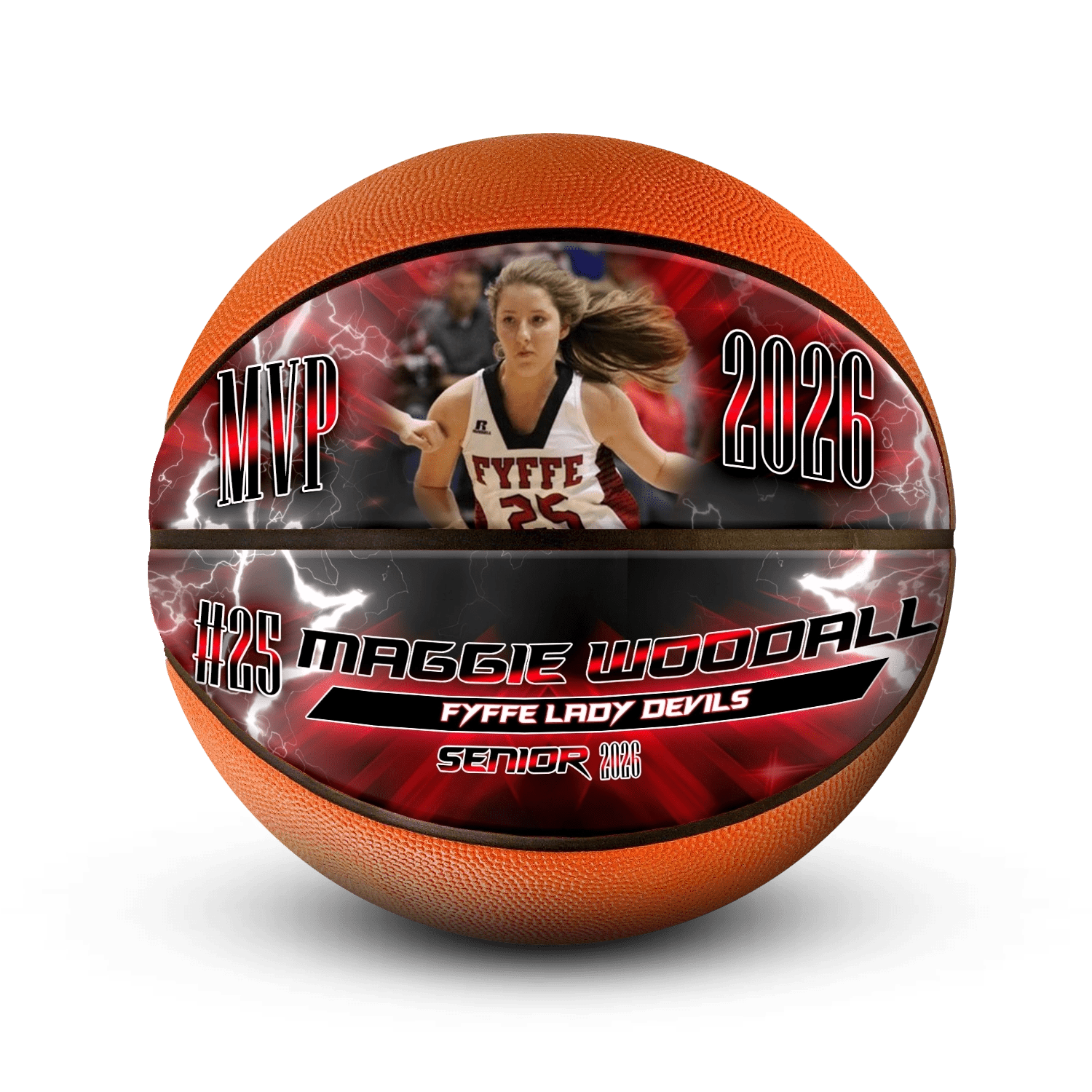 Custom senior night mini basketball - Horizontal - 2 Panel - Courtside