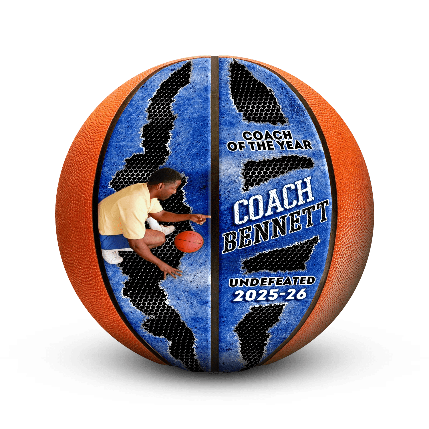 Custom coach gift mini basketball - Horizontal - 4 Panel - Start From Scratch