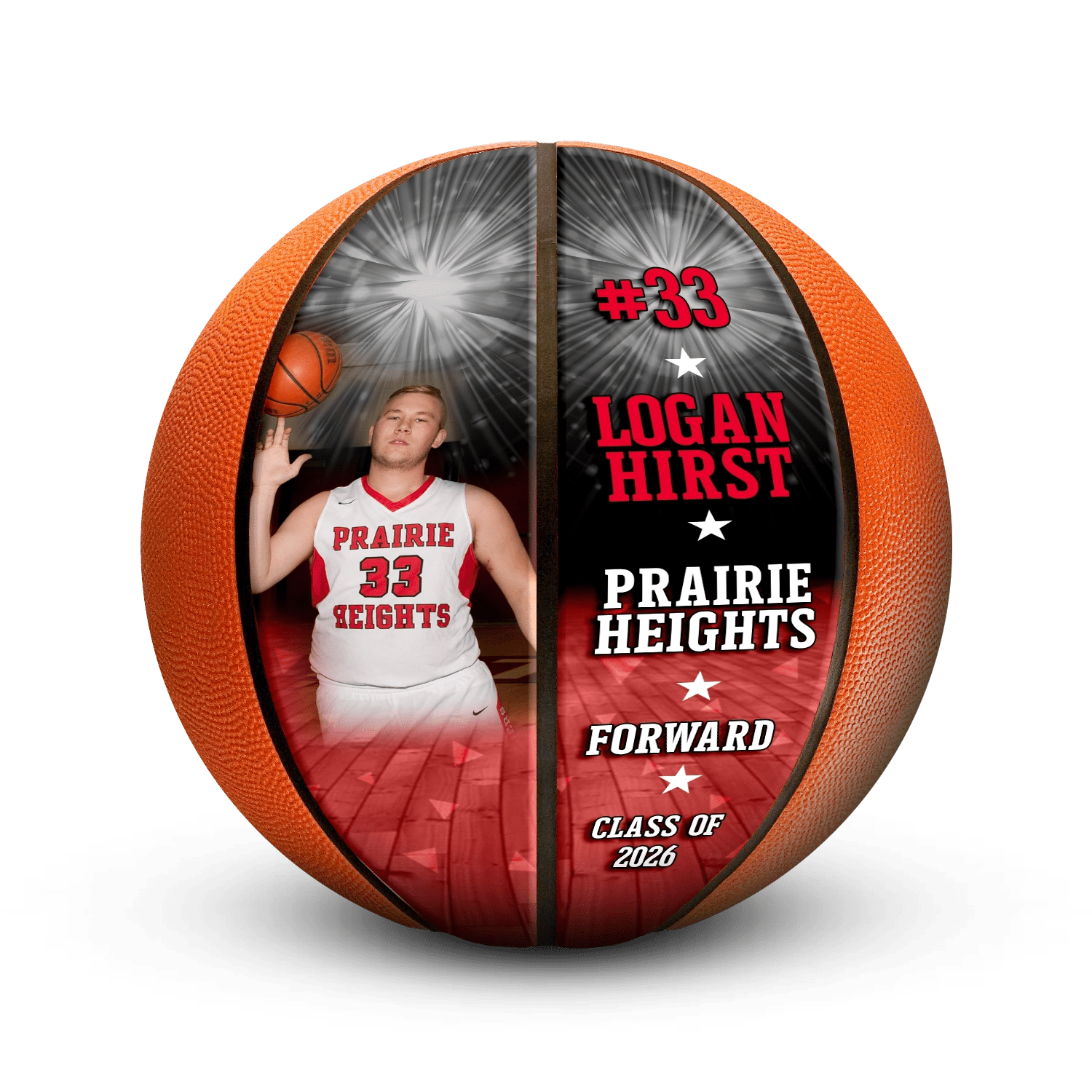 Custom mini basketball player gift - Vertical - 2 Panel - Playmaker