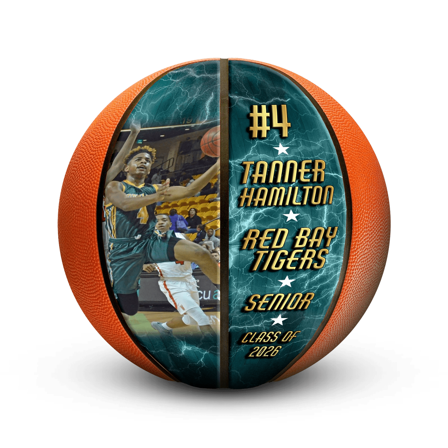 Custom mini basketball player gift - Vertical - 2 Panel - Full Court