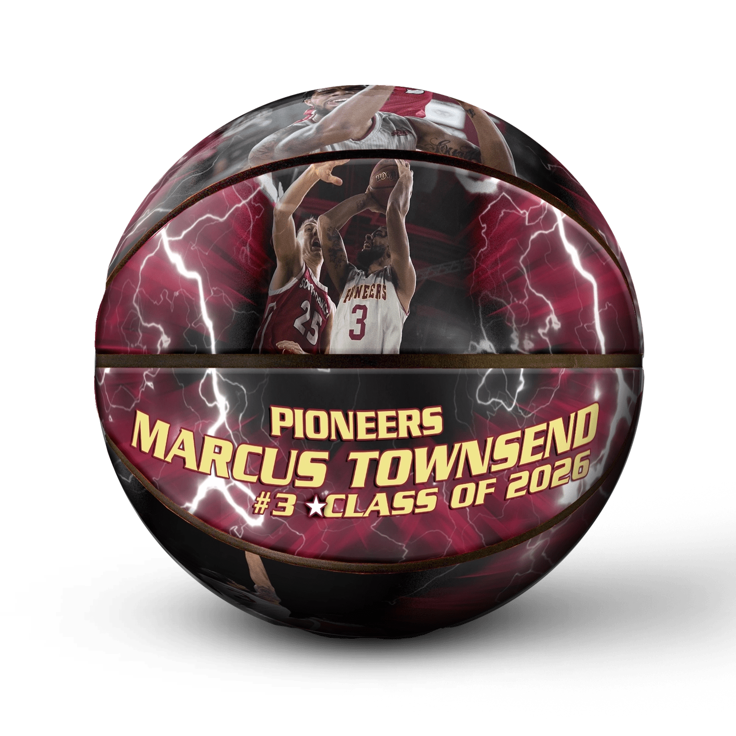 Custom player gift basketball - Horizontal - 4 Panels - Courtside