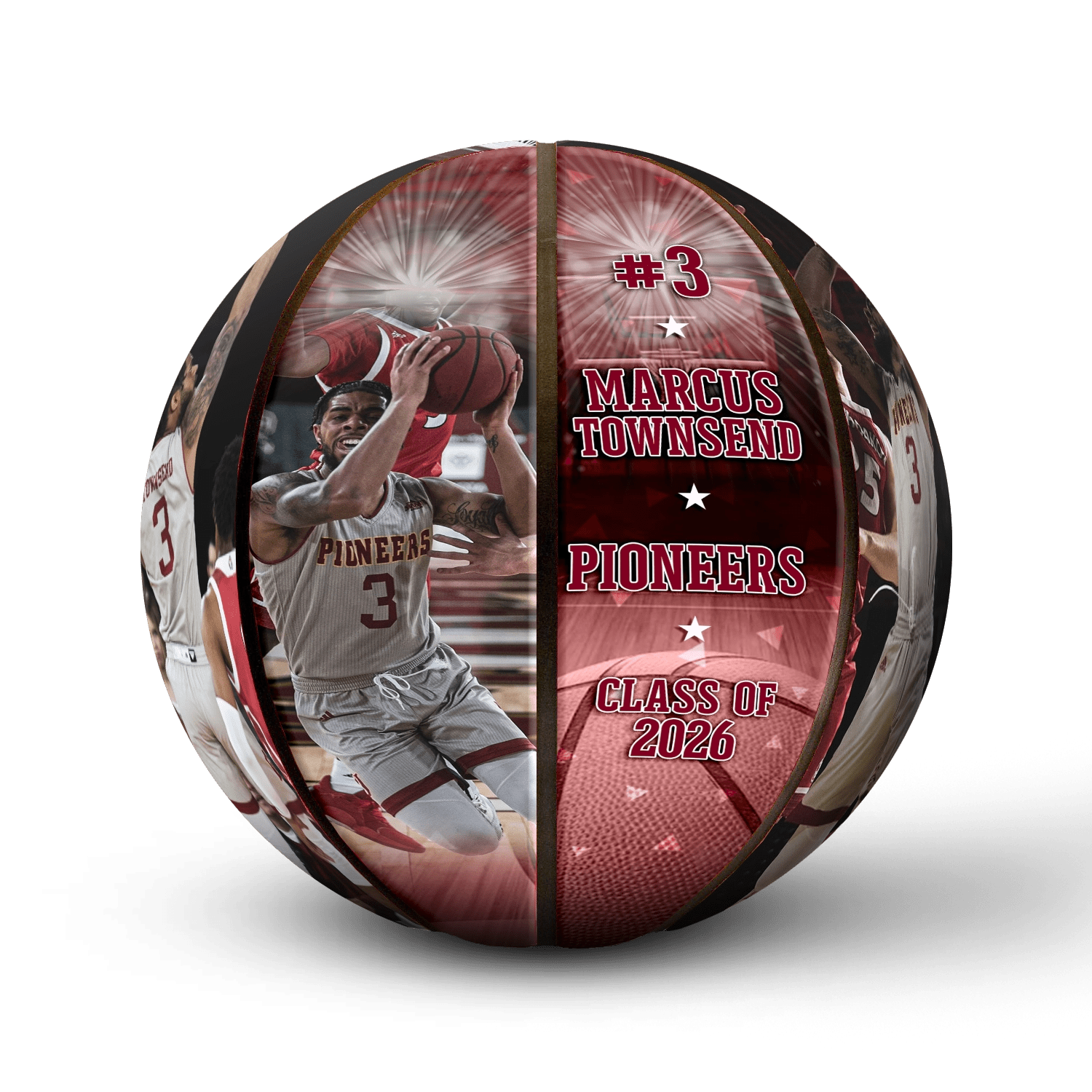 Custom mini basketball player gift - Vertical - 4 Panel - Courtside