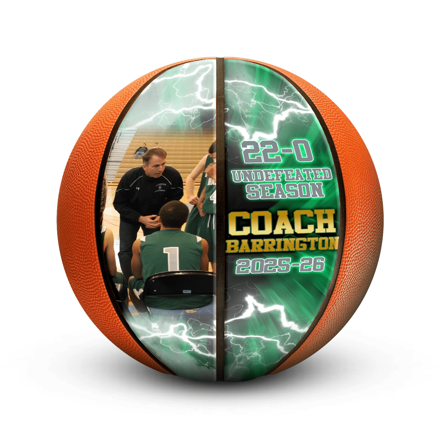 Custom coach milestone mini basketball - Vertical - 2 Panel - Swish