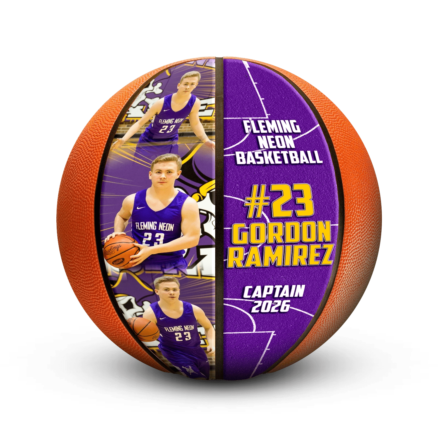 Custom multi-photo mini basketball - Vertical - 2 Panel - Full Court
