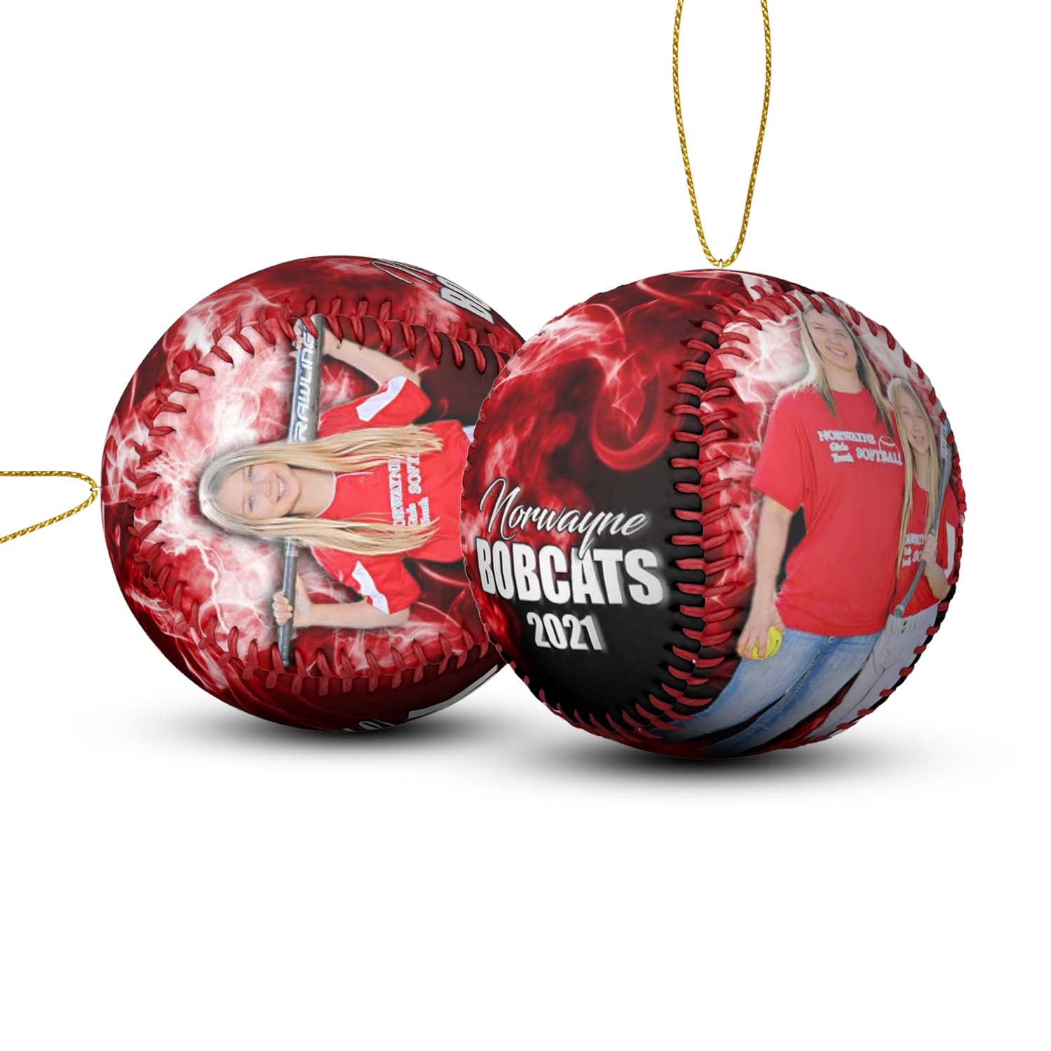 Custom Photo Softball Ornaments