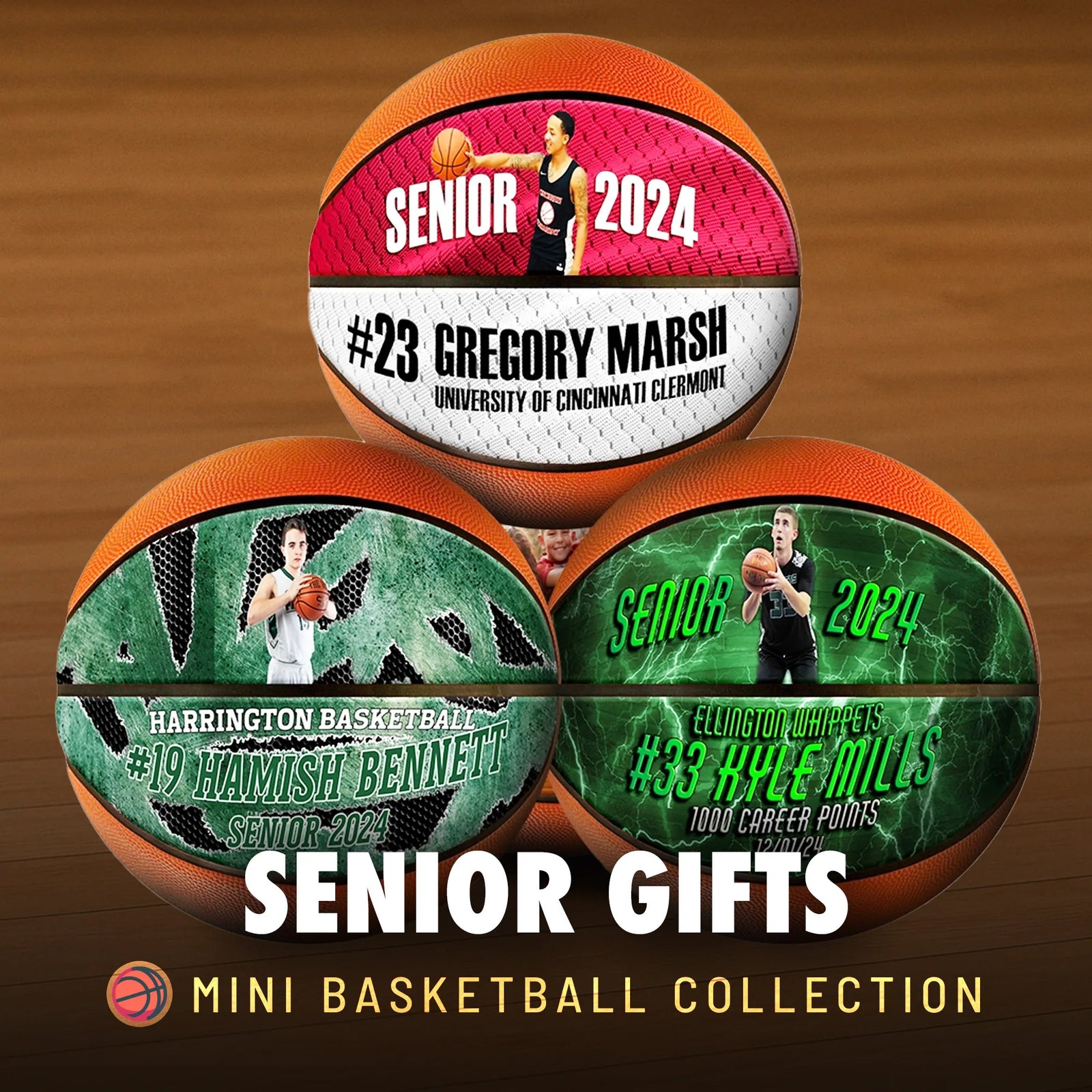 Custom senior night mini basketball - Horizontal - 2 Panel - Burst
