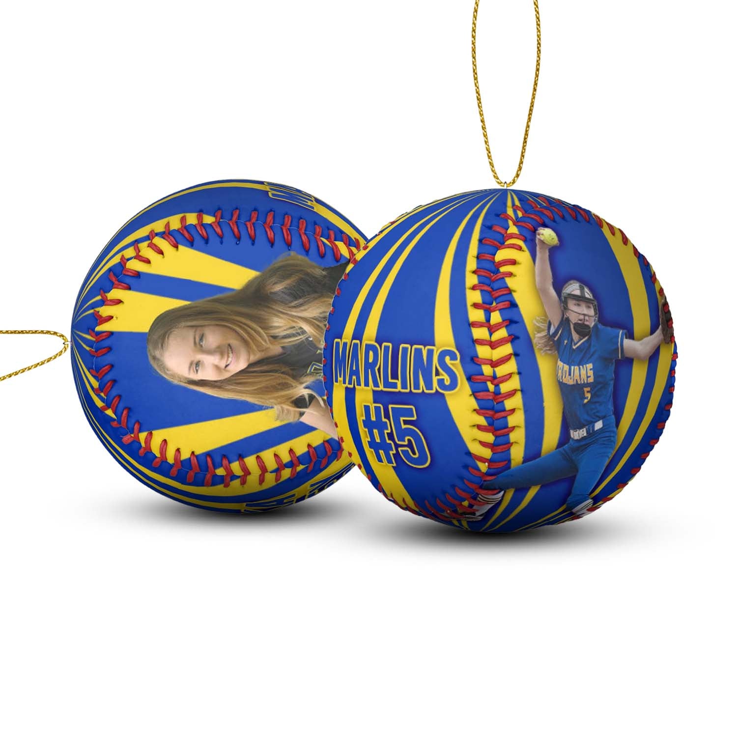 Custom Photo Softball Ornaments