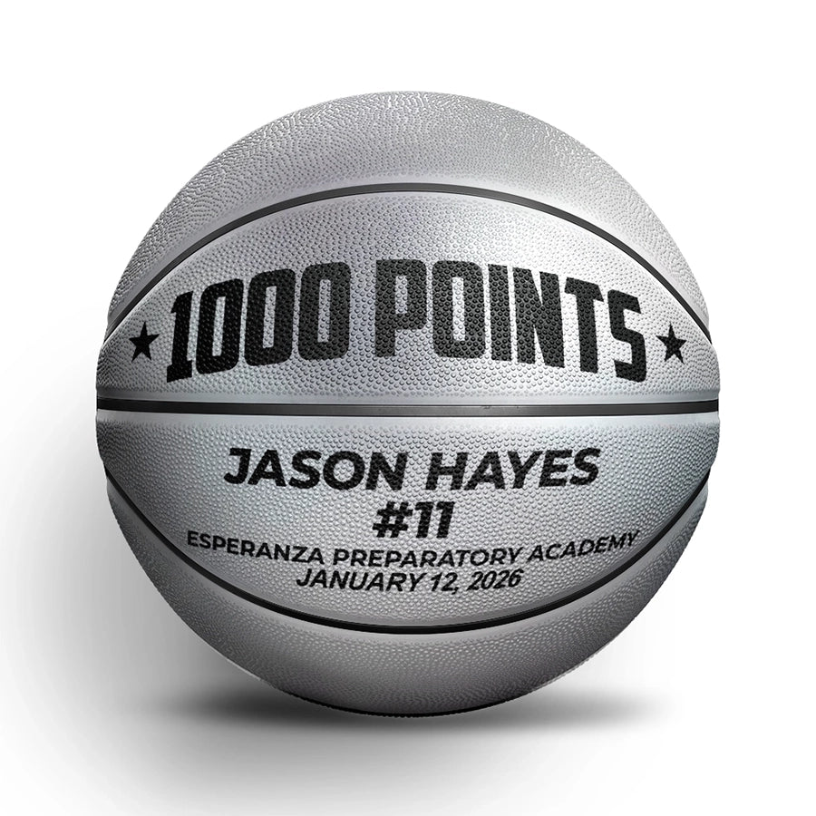 Custom silver basketball award view 2