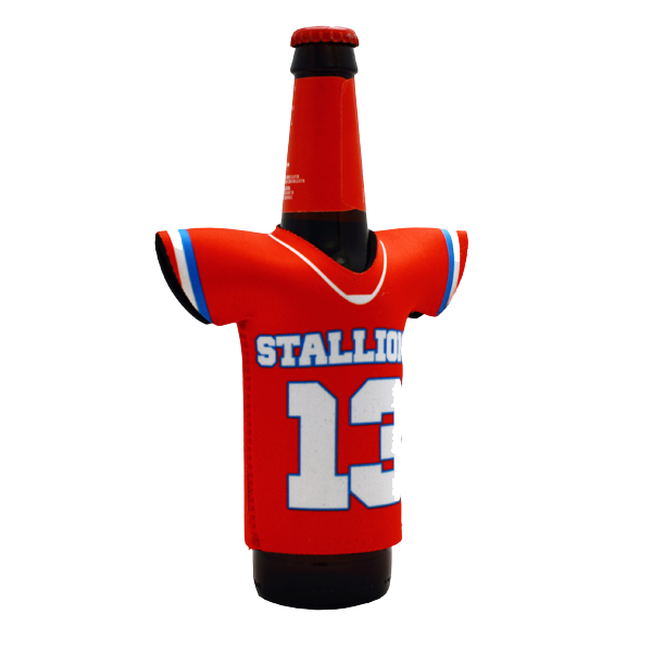 Personalised koozie football party favours for coach youth sports league