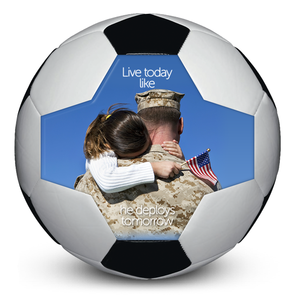 Customised picture perfect soccerball to honor our military gift idea