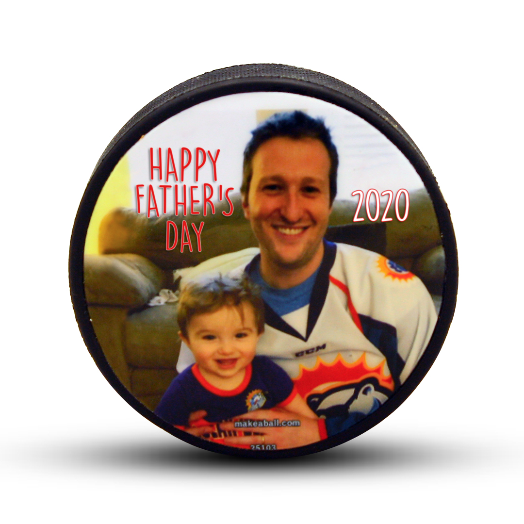 Personal picture perfect hockey puck gift for dad