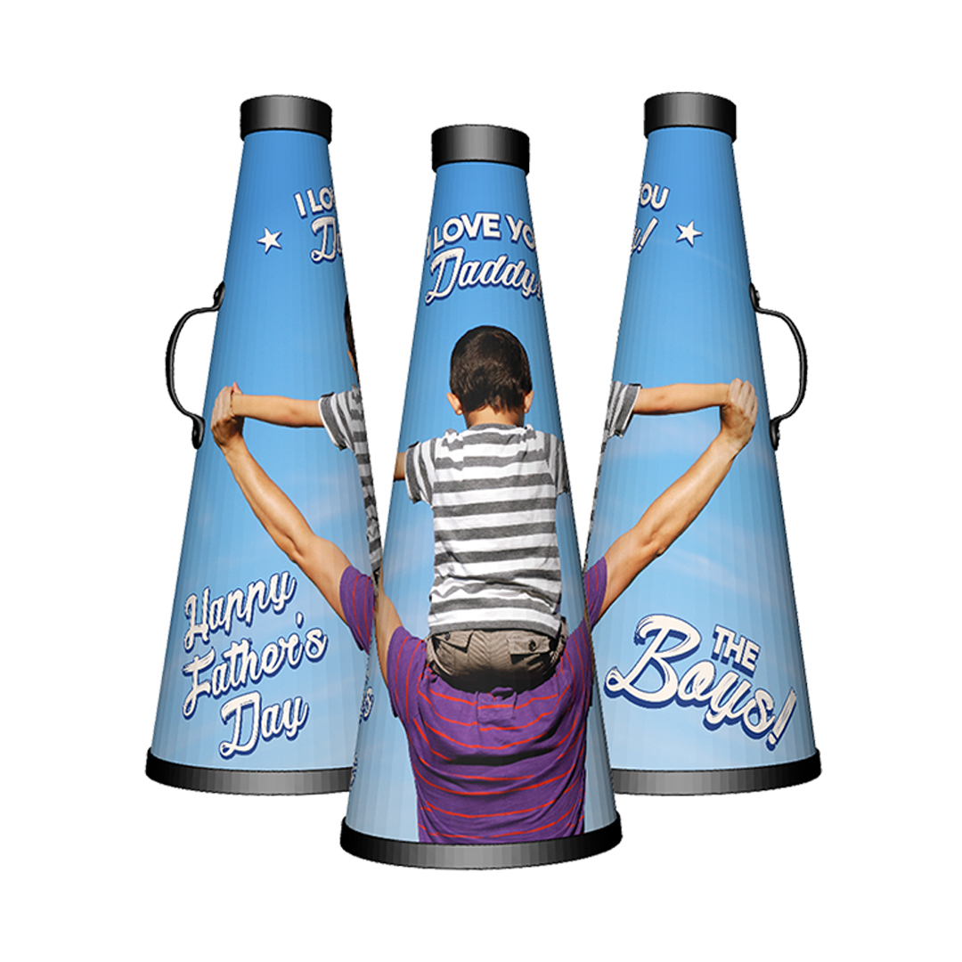 Personalised custom megaphones for cheer leaders on fathers day