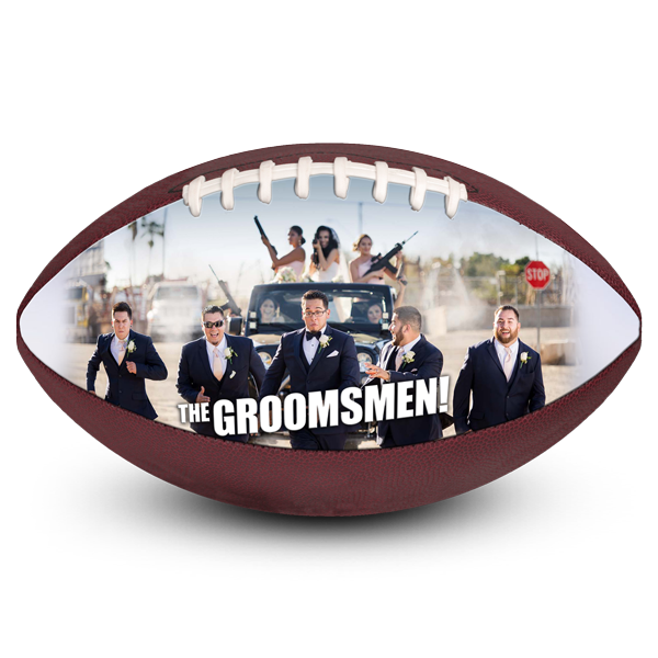 Best photo sports personalized football groomsmen gift idea for athlete sports fan party favor