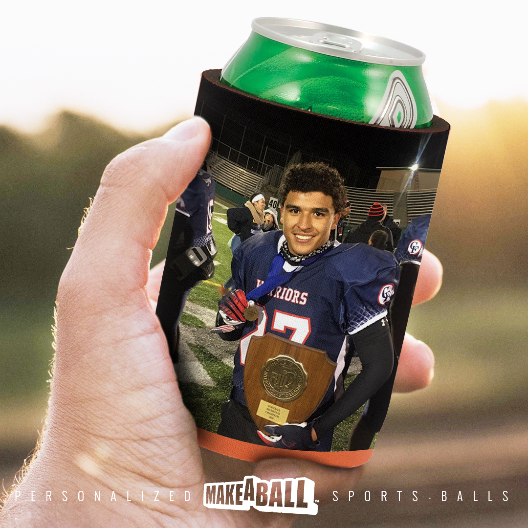 Picture senior night football koozie party favor