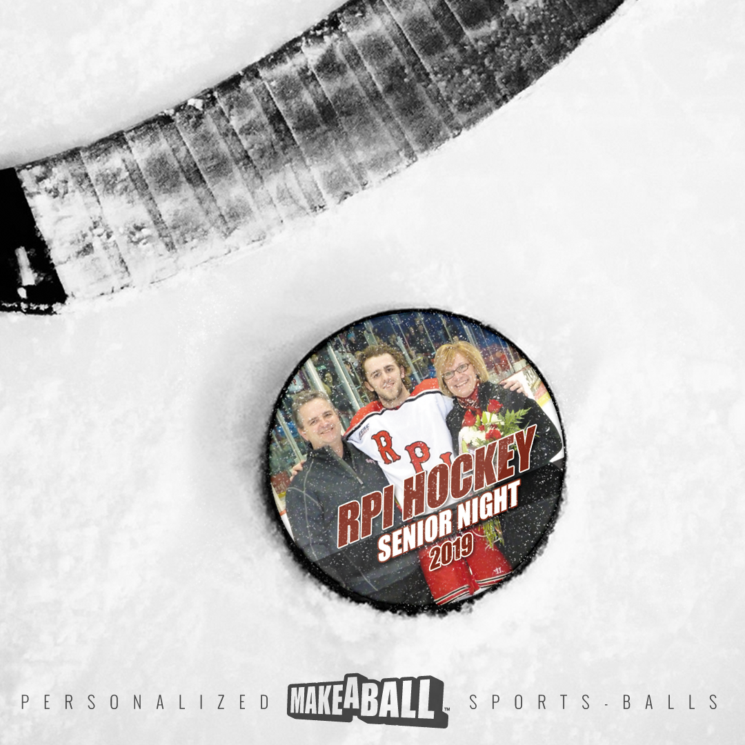 Personalized best picture senior night hockey puck gift