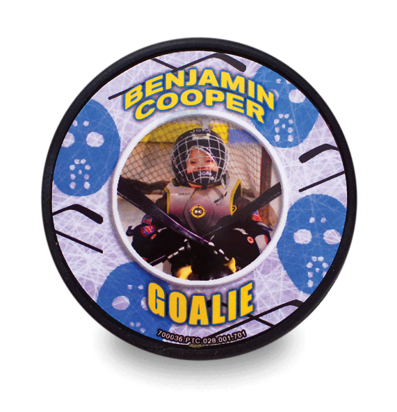 Holiday personalized hockey puck gift idea