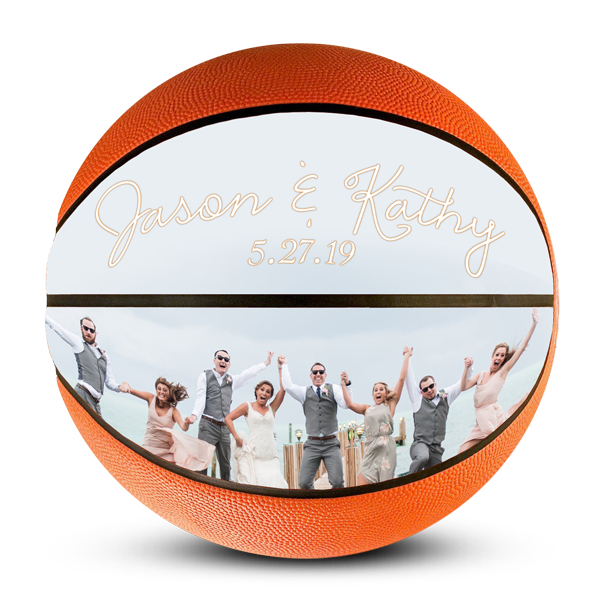 Custom engraved basketball ideas for wedding party favors